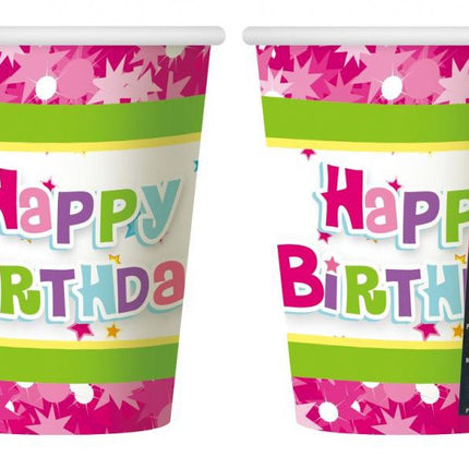 Happy Birthday Pink papír pohár 6 db-os 270 ml