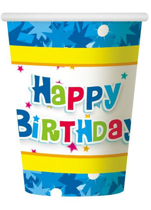 Happy Birthday Blue papír pohár 6 db-os 270 ml