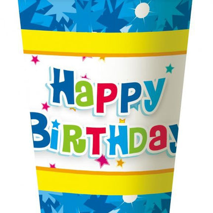 Happy Birthday Blue papír pohár 6 db-os 270 ml