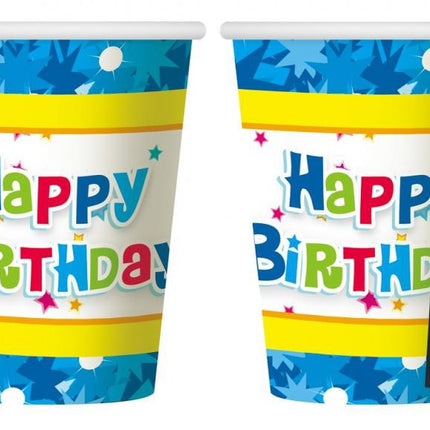 Happy Birthday Blue papír pohár 6 db-os 270 ml