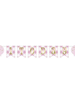 1st Birthday Pink, Első születésnap papír felirat 182 cm