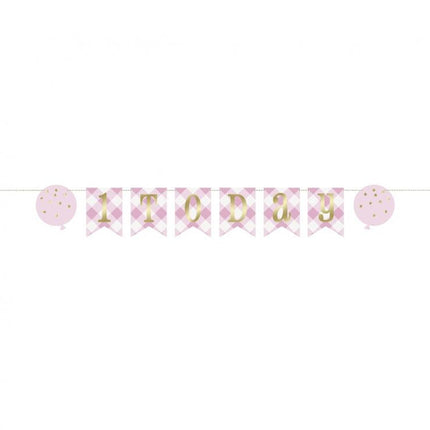 1st Birthday Pink, Első születésnap papír felirat 182 cm