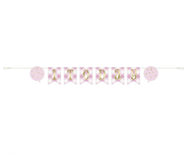 1st Birthday Pink, Első születésnap papír felirat 182 cm