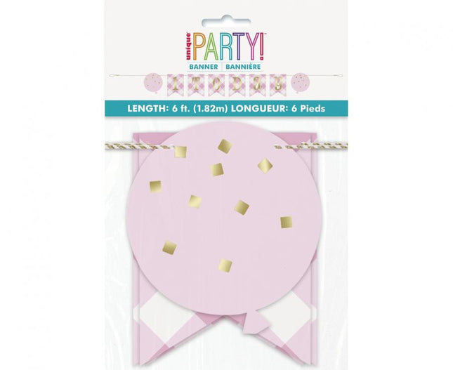 1st Birthday Pink, Első születésnap papír felirat 182 cm