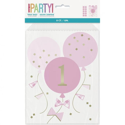 Első születésnap Pink papírzacskó 8 db-os