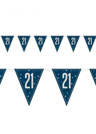Happy Birthday 21 Blue zászlófüzér 274 cm