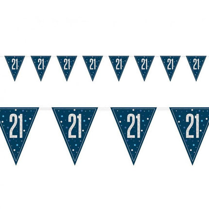 Happy Birthday 21 Blue zászlófüzér 274 cm