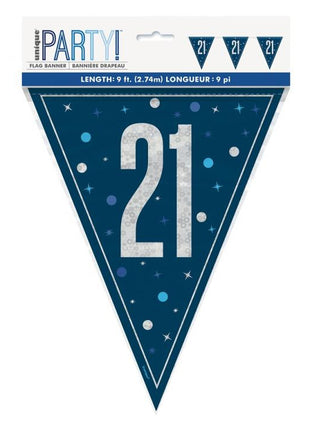 Happy Birthday 21 Blue zászlófüzér 274 cm