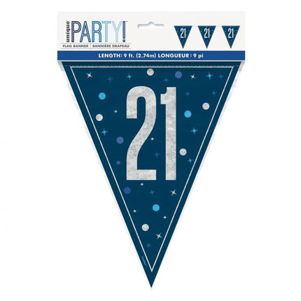 Happy Birthday 21 Blue zászlófüzér 274 cm