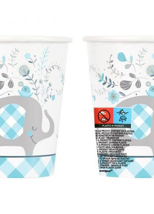 Kék Elefánt Floral papír pohár 8 db-os 266 ml