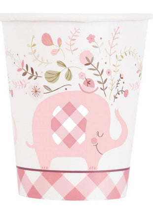 Rózsaszín Elefánt Floral papír pohár 8 db-os 266 ml
