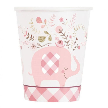 Rózsaszín Elefánt Floral papír pohár 8 db-os 266 ml