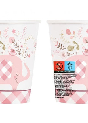 Rózsaszín Elefánt Floral papír pohár 8 db-os 266 ml