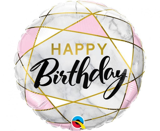 Happy Birthday Marble fólia lufi 46 cm