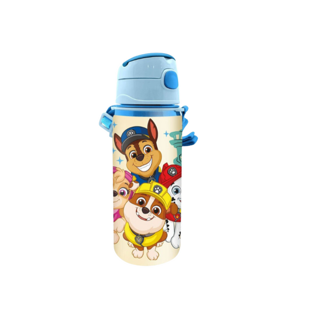 Mancs Őrjárat Future Leader mintás 600 ml-es alumínium kulacs szívószállal és akasztóval, gyerekeknek.