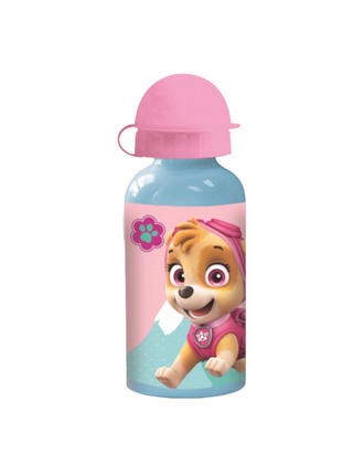 Mancs Őrjárat Girls alumínium kulacs 400 ml-es ivókupakkal, Skye mintával, rózsaszín-lila színben.