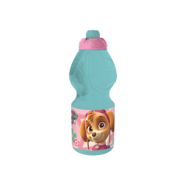 Mancs Őrjárat Girls 400 ml-es műanyag sportkulacs Skye mintával, rózsaszín kupakkal, gyerekeknek.
