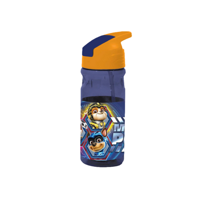 Mancs Őrjárat Power Up műanyag szívószálas kulacs 500 ml, vidám Paw Patrol mintával, könnyű ivókulacs gyerekeknek.