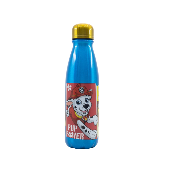 Mancs Őrjárat Pup Power mintás alumínium kulacs, csavaros kupakkal, 600 ml űrtartalommal.