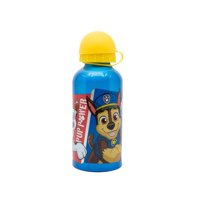 Mancs Őrjárat Pup Power mintás alumínium kulacs, ivókupakkal, 400 ml űrtartalommal.