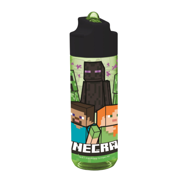 Minecraft Creeper mintás tritan műanyag kulacs beépített szívószállal, 540 ml űrtartalommal.