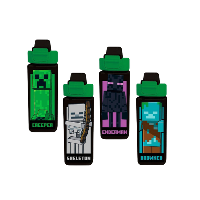 Minecraft Square mintás műanyag kulacs beépített szívószállal, 500 ml űrtartalommal.