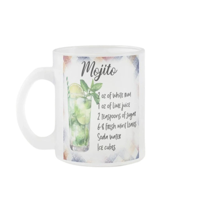 Egyedi bögre amin a Mojito koktél recept szerepel 