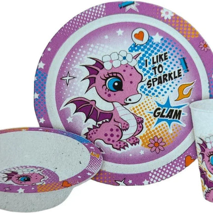 Sárkány Glam étkészlet, micro műanyag szett Dobozban