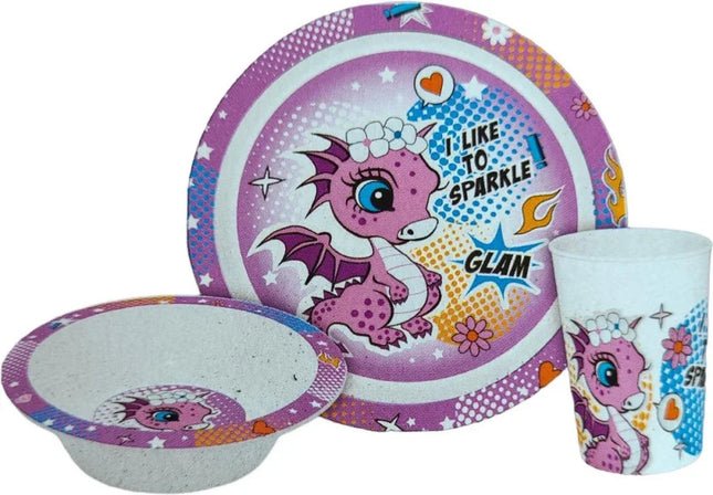 Sárkány Glam étkészlet, micro műanyag szett Dobozban