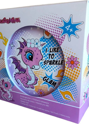 Sárkány Glam étkészlet, micro műanyag szett Dobozban