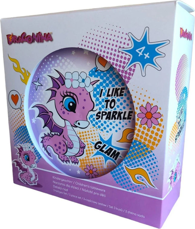 Sárkány Glam étkészlet, micro műanyag szett Dobozban