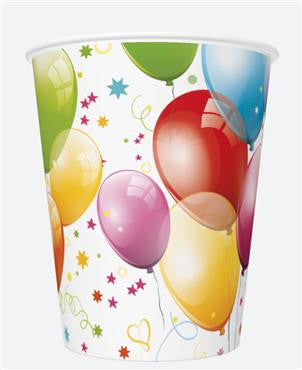 Színes lufis Balloons papír pohár 8 db-os 250 ml