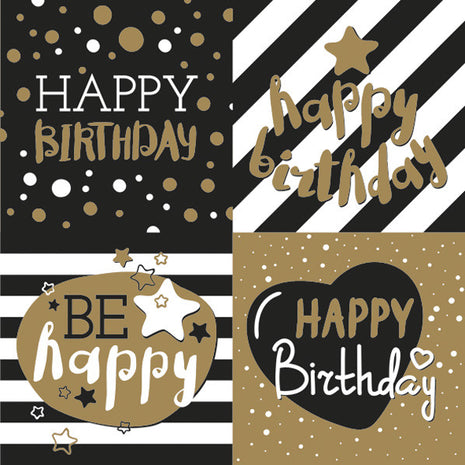 Happy Birthday Golden szalvéta 20 db-os 33x33 cm