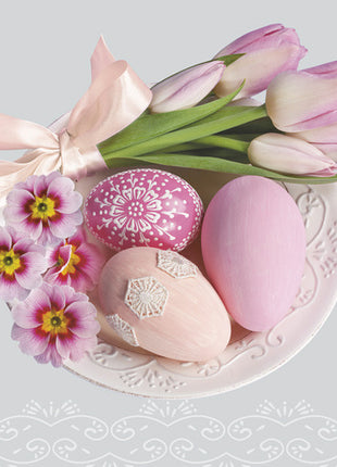 Húsvét Pink Tulips and Primroses szalvéta 20 db-os 33x33 cm