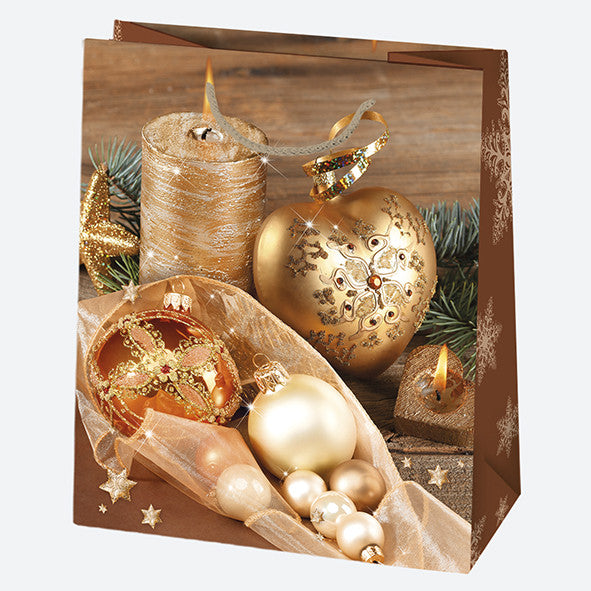Karácsony Candle papír ajándéktasak, ajándékzacskó 19x23x10,5 cm