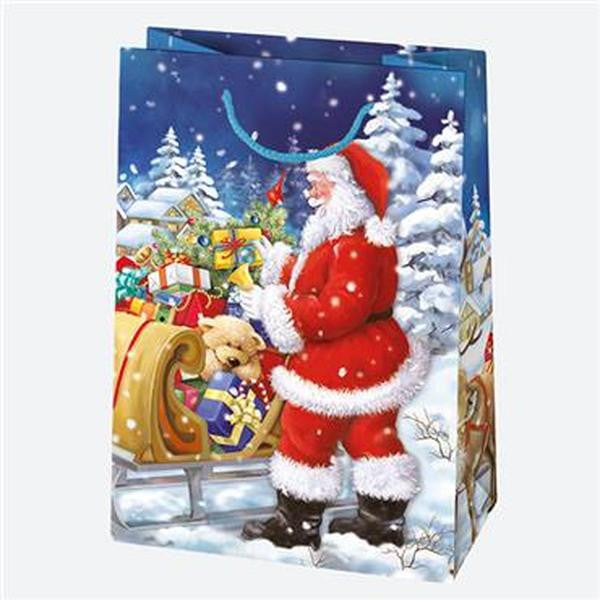 Karácsony Toyland papír ajándéktasak, ajándékzacskó 23x32x11 cm