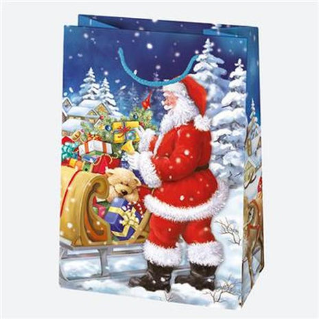 Karácsony Toyland papír ajándéktasak, ajándékzacskó 23x32x11 cm