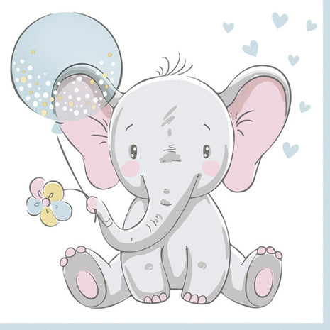 Baby elefánt Blue Balloon szalvéta 20 db-os 33x33 cm