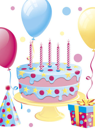 Happy Birthday Cake with Balloons szalvéta 20 db-os 33x33 cm