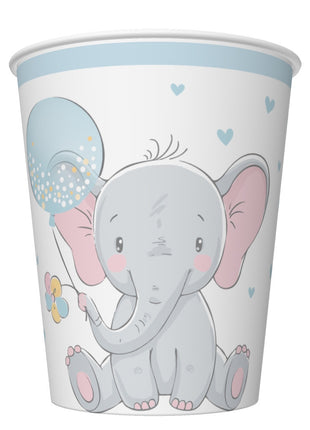 Baby elefánt Blue Balloon papír pohár 8 db-os 250 ml