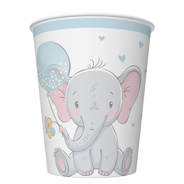 Baby elefánt Blue Balloon papír pohár 8 db-os 250 ml