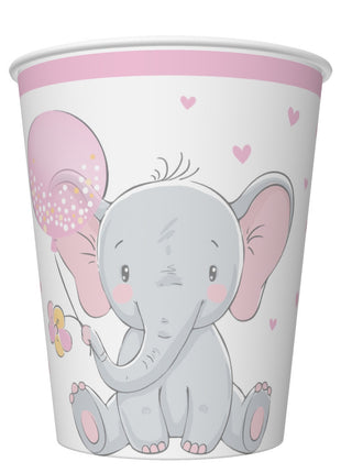 Baby elefánt Pink Balloon papír pohár 8 db-os 250 ml