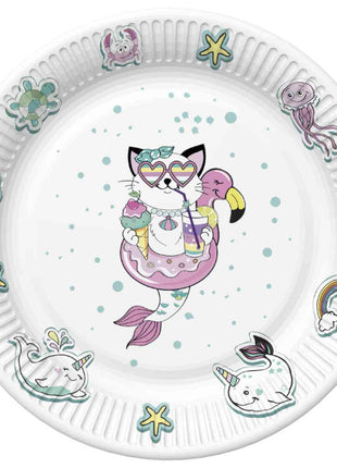 Állatos Cat Vibes papírtányér 8 db-os 22,7 cm