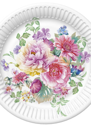 Virág Arrangement papírtányér 8 db-os 18 cm