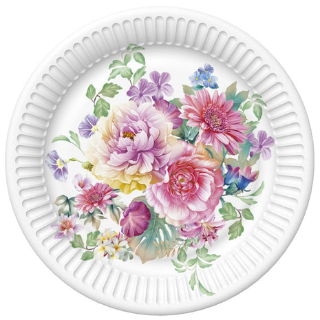 Virág Arrangement papírtányér 8 db-os 18 cm