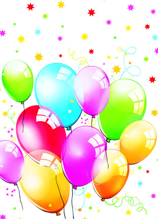 Színes Birthday Balloons papír asztalterítő 120x180 cm
