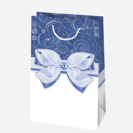 Színes Bow papír ajándéktasak, ajándékzacskó 10x16x6 cm