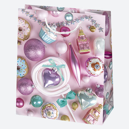 Karácsony Decorations papír ajándéktasak, ajándékzacskó 19x23x10,5 cm