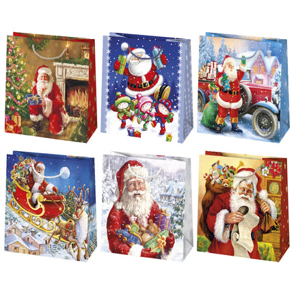 Karácsony Gift Giving papír ajándéktasak, ajándékzacskó 15,5x15,5x8 cm