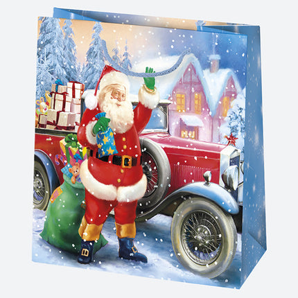 Karácsony Gift Giving papír ajándéktasak, ajándékzacskó 15,5x15,5x8 cm